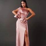 Geanina – Rochie satin asimetrică