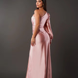 Geanina – Rochie satin asimetrică