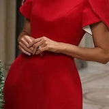 Felicia – Rochie roșie cu mâneci petală