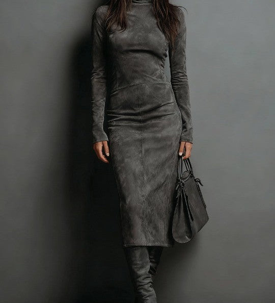 Isabela – Rochie midi cu guler înalt