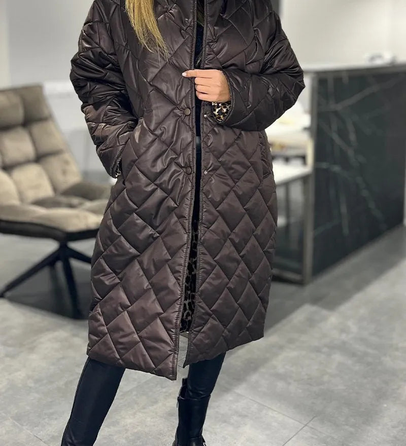 Gabriela – Palton matlasat cu căptușeală leopard
