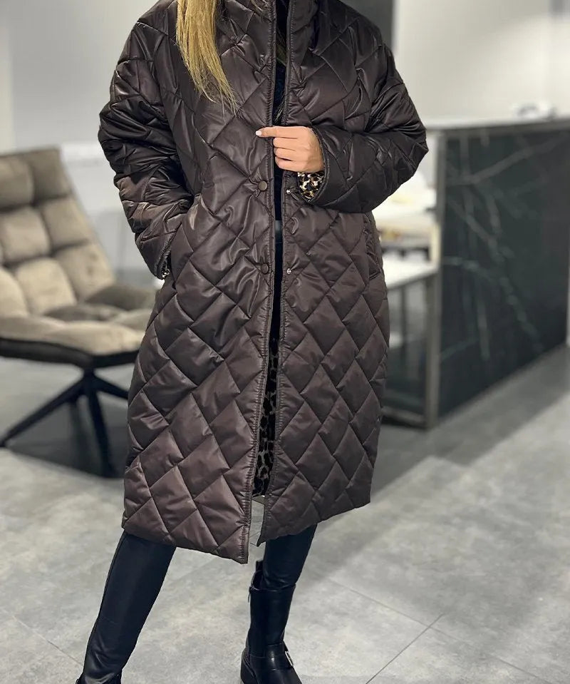 Gabriela – Palton matlasat cu căptușeală leopard