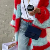 Narcisa – Cardigan pufos în dungi