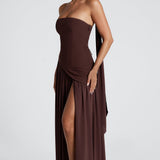 Nineta – Rochie lungă de seară cu șliț