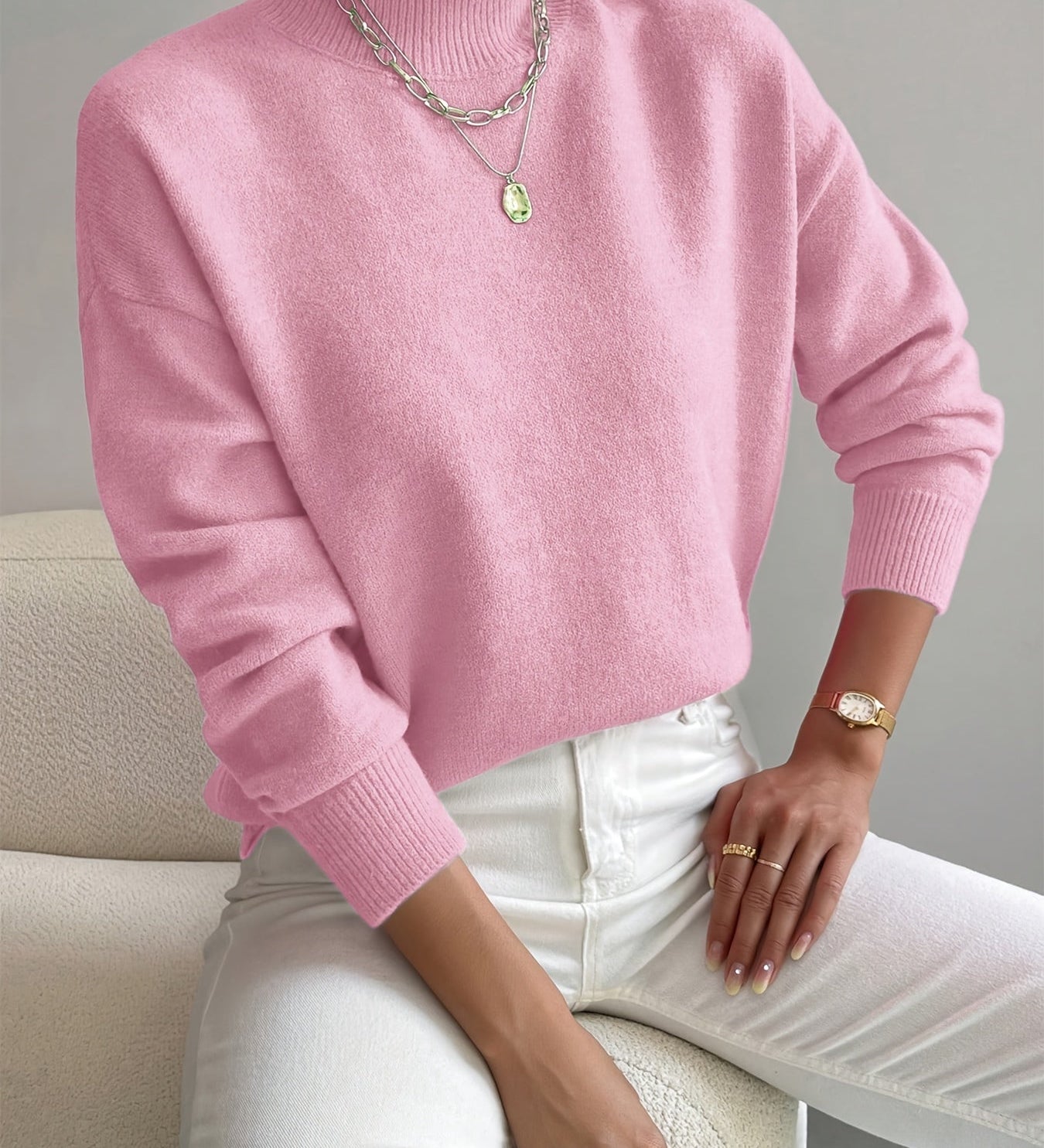 Camelia – Pulover moale cu guler semiînalt