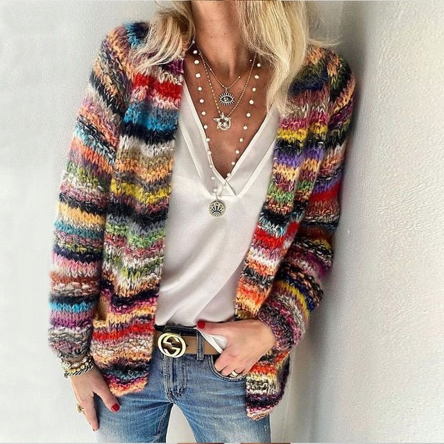 Alis – Cardigan cu dungi multicolore