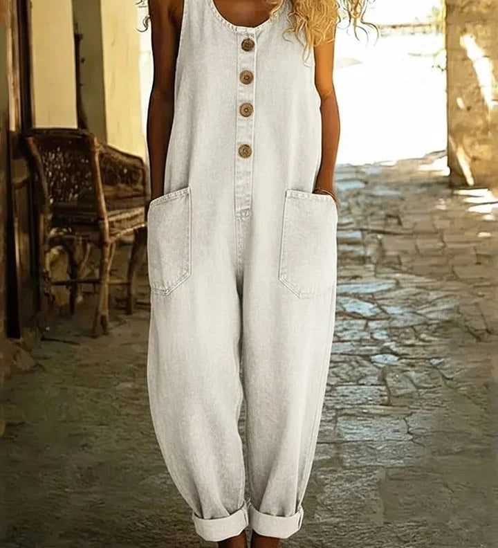 Iustina – Salopetă denim cu nasturi