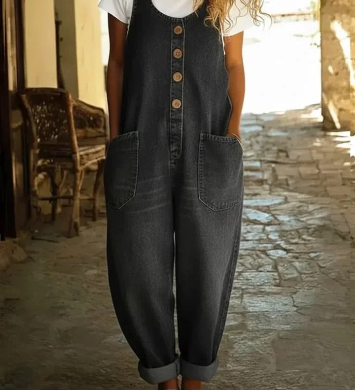 Iustina – Salopetă denim cu nasturi
