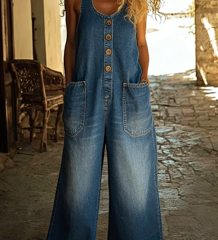 Iustina – Salopetă denim cu nasturi