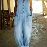 Iustina – Salopetă denim cu nasturi