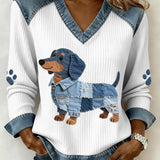 Gabriela – Pulover cu cățel patchwork