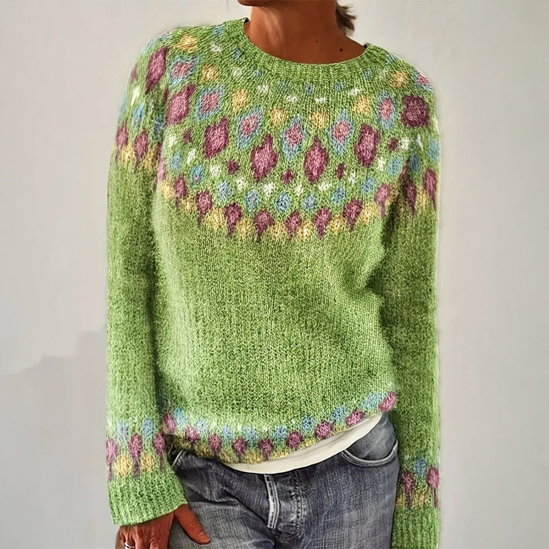 Maria-Teodora – Pulover verde cu jug cu flori