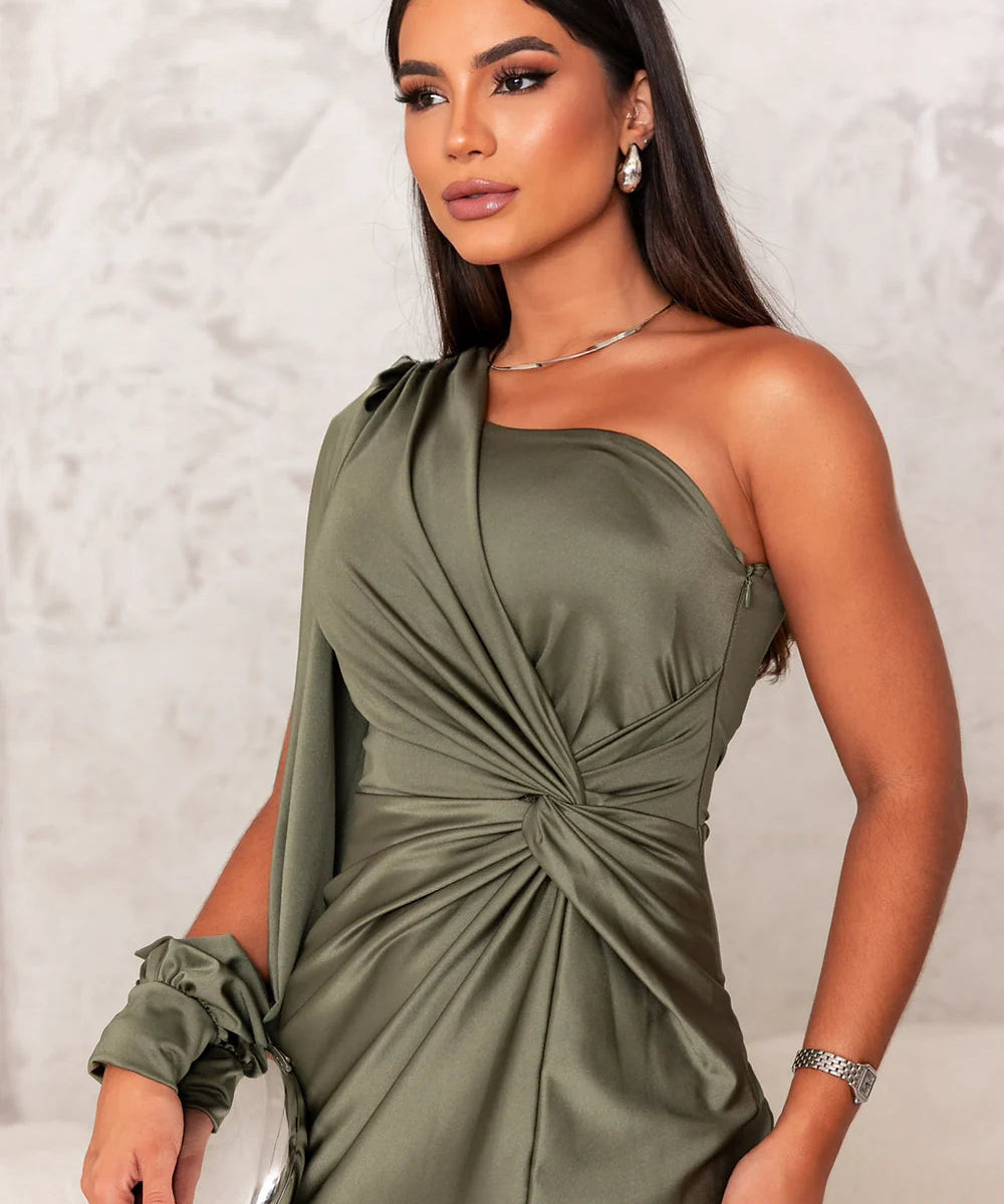 Geanina – Rochie satin asimetrică