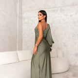 Geanina – Rochie satin asimetrică