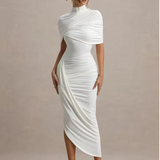 Eugenia – Rochie drapată cu mâneci pelerină