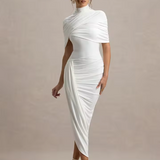 Eugenia – Rochie drapată cu mâneci pelerină