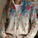 Constanța – Cardigan floral cu fermoar
